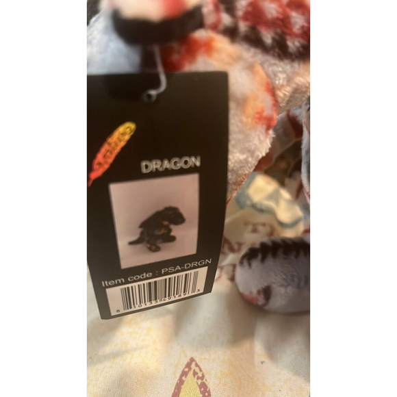 12 In NWT Stuffed Animal Grey Dragon Western Print NWT By Nativo - Picture 4 of 8